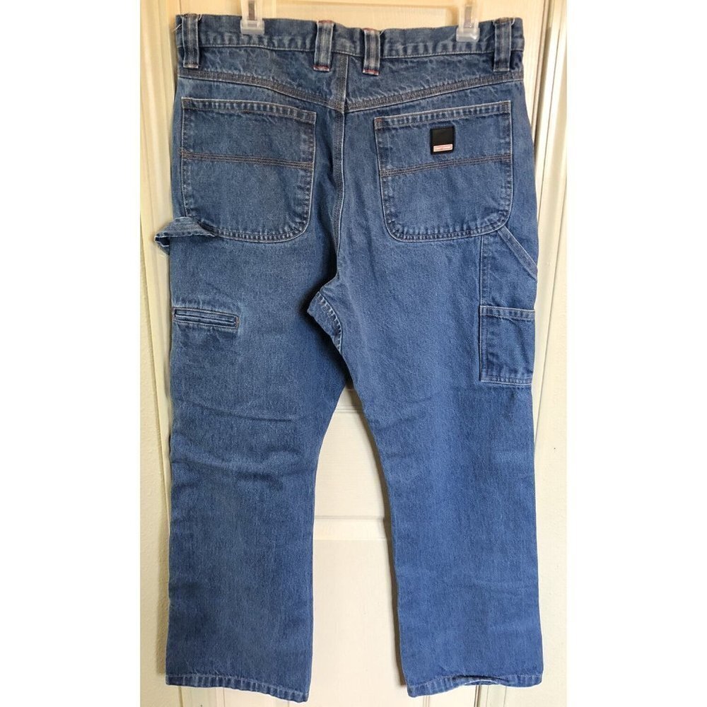 Craftsman Mens 34X32 Blue Denim Straight Leg Cargo Carpenter Work Jeans - Picture 2 of 5